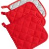 DII Basic Terry Collection Quilted 100% Cotton, Potholder, Red, 3 Piece 30 91cnnxs5FcL