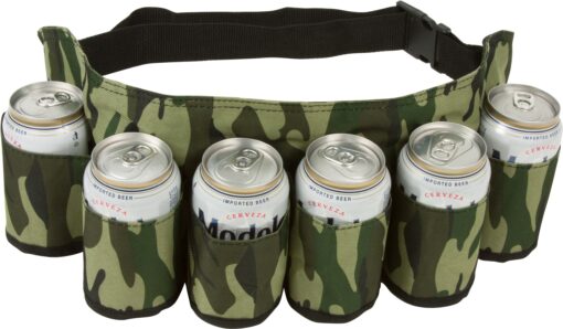 EZ DRINKER Beer & Soda Can Holster Belt 6 Pack Camouflage