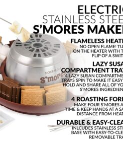 Alternative view of Nostalgia Tabletop Indoor Electric S'mores Maker - Smores Kit With Marshmallow Roasting Sticks and 4 Trays for Graham Crackers, Chocolate, and Marshmallows - Movie Night Supplies - Brown Original S'mores