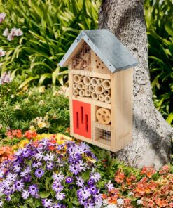 Niteangel Natural Wooden Insect Hotel, Garden Insect House for Ladybugs, lacewings, Butterfly, Bee, Bug 10 x 6 x 3.4 inch Red 24 91d vK9kl8L