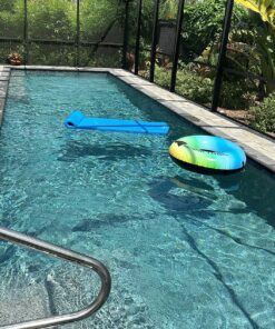 TRC Recreation Sunsation 1.75 Inch Thick Foam Lounger Water Floating Swimming Pool Raft with Roll Pillow for Head and Neck Support, Bahama Blue 27 91d9B0LgzgL