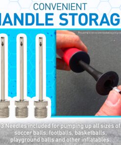 Franklin Sports Ball Pump Kit -7.4" - Perfect for Basketballs, Soccer Balls and More - Complete Hand Pump Kit with Needles, Flexible Hose, Air Pressure Gauge and Carry Bag,Red 24 91dAEpEKZzL
