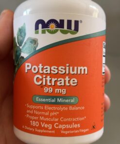 NOW Supplements, Potassium Citrate 99 mg, Supports Electrolyte Balance and Normal pH*, Essential Mineral, 180 Veg Capsules 180 Count (Pack of 1) Standard Packaging 43 91dDDQQTxUL