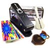 Pick-a-Palooza DIY Guitar Pick Punch with Leather Key Chain Pick Holder, 15 Pick Strips and a Guitar File - Black/Black
