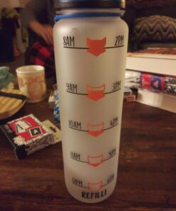 LEADO 32oz 1Liter Motivational Tracking Water Bottle with Times to Drink - for Fox Sake Drink Your Effing Water - Funny Birthday, Christmas Gifts for Women, Best Friend, Mom, Sister, Coworker Blue / White 39 91dJUa41L