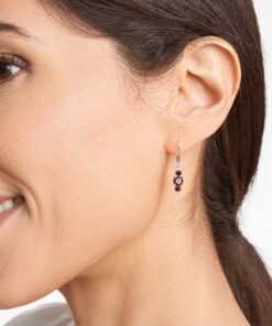 Amazon Collection Sterling Silver Genuine and Created Gemstone Three Stone Birthstone Leverback Dangle Earrings Garnet,January 15 91dPRhGDkJL