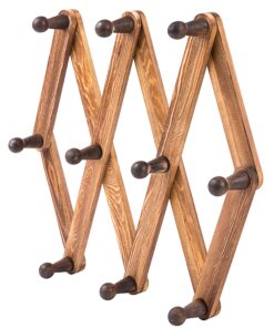 MyGift 10 Hook Burnt Wood Wall Mounted Expandable Accordion Peg Coat Rack Hanger for Entryway, Mudroom or Garage 1 Rack 25 91dS91Zx6gL