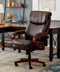 Alternative view of La-Z-Boy Trafford Big and Tall Executive Office Chair with AIR Technology, High Back Ergonomic Lumbar Support, Bonded Leather, Brown