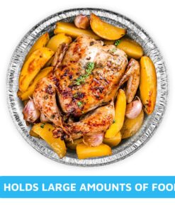 MontoPack 9” Round Aluminum Foil Pans | Disposable Containers with Straight Walls for Storing, Serving, Baking & Reheating | Freezer and Oven Safe, Recyclable, USA-Made | 50-Pack of Tins for Meal Prep 19 91dWcm16hBL