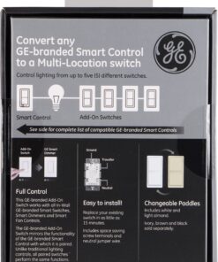 GE Enbrighten Add-On Switch for GE Z-Wave/GE Zigbee Smart Lighting Controls, Works with Alexa, Google Assistant, NOT A STANDALONE SWITCH, White & Light Almond, 12723 17 91dYKZA5hbL