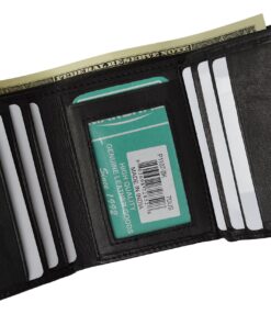 Mens Black Leather Wallet Lamb Classic Trifold by Marshal 10 91daX3rtJUL