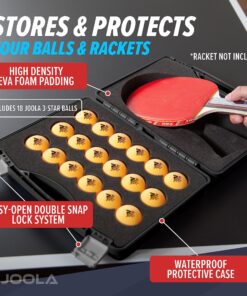 JOOLA Tour Carrying Case - Ping Pong Paddle Case with 18 40mm 3 Star Competition Ping Pong Balls and Space for Storing 2 Standard Table Tennis Rackets - Durable High Density Case with EVA Foam Lining Blue 16 91dhWtNbL4L