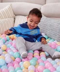 Amazon Basics BPA Free Crush Proof Plastic Pit Balls with Storage Bag, Toddlers Kids 12+ Months, 1000 Count, 1000 Balls, 6 Pastel Colors 29 91dq09LZqaL