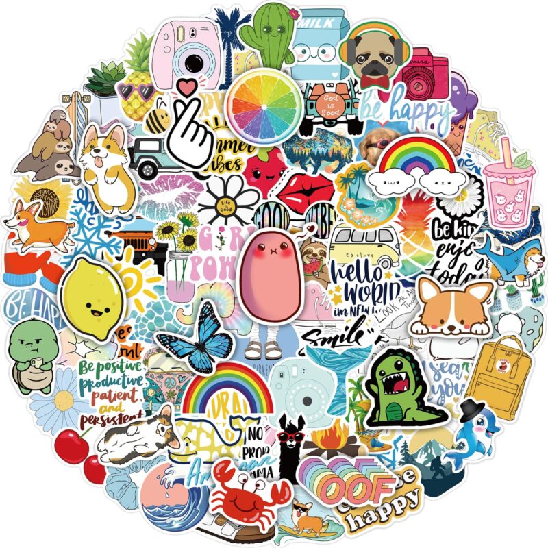 Bekayshad Stickers for Water Bottles, 100 Pack/PCS Hydroflask Stickers Aesthetic Waterproof Cute Vsco Vinyl Stickers Laptop Skateboard Luggage Computer Stickers for Teens Girls Kids 100pcs