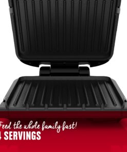 George Foreman 4-Serving Removable Plate Electric Grill and Panini Press, George Tough Non-Stick Coating, Drip Tray Catches Grease, Black 26 91dtNml43qL
