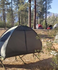 Outsunny Multifunctional Folding Camping Cots for Adults, Elevated Tent with Sleeping Bag, Thick Air Mattress Pad, Portable Single Sleeping Cot Camping Bed 44 91e4O0DCR9L