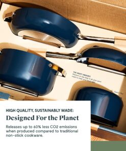 Caraway Nonstick Ceramic Cookware Set (12 Piece) Pots, Pans, Lids and Kitchen Storage - Non Toxic, PTFE & PFOA Free - Oven Safe & Compatible with All Stovetops (Gas, Electric & Induction) - Sage 43 91e5fkUHOtL