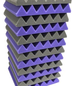 Alternative view of 2" Purple & Black Acoustic Wedge Soundproofing Studio Foam Tiles 12 Pack