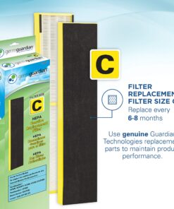 Germ Guardian AC5300B 28” 3-in-1 True HEPA Filter Air Purifier for Home, Large Rooms, UV-C Light Kills Germs, Filters Allergies, Smoke, Dust, Pet Dander, & Odors, 5-Yr Wty, GermGuardian, Black 20 91e8p3emyxL