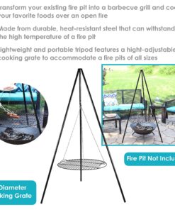 Sunnydaze Outdoor Fire Pit Tripod Cooking Grill System - Black Steel Grate and Legs - 22-Inch 16 91eAk7d76DL