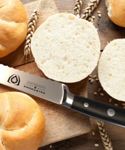 Dalstrong Serrated Bread Knife - 10 inch - Gladiator Series Elite - Forged High-Carbon German Steel - G10 Handle Kitchen Knife - Sheath Included - Razor Sharp Slicer - Slicing Knife - NSF Certified 10" 30 91eJ6tA1FL