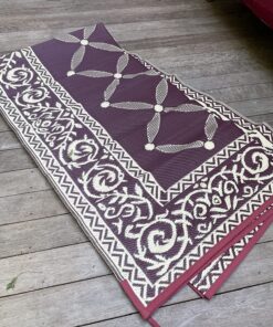 Stylish Camping 119125 9-feet by 12-feet Reversible Mat, Plastic Straw Rug, Large Floor Mat for Outdoors, RV, Patio, Backyard, Picnic, Beach, Camping (Burgundy/Beige) 9x12 Burgundy/Beige 23 91eMMEIaEYL