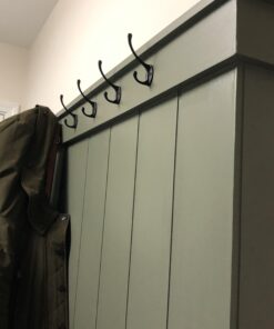 IBosins 10 Pack Heavy Duty Dual Coat Hooks Wall Mounted with 40 Screws Retro Double Hooks Utility Black No Rust Hooks for Coat, Scarf, Bag, Towel, Key, Cap, Cup, Hat (Black) 28 91eMfaSZoQL