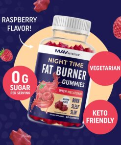 Sugar-Free Night Time Fat Burner Gummies for Sleep & Weight Loss Support | Hunger Suppressant & Metabolism Booster, Shred Belly Fat While You Sleep | Nighttime Diet Supplement for Women & Men | 60 Ct. Night Time Fat Burner Gummy 19 91eRA8bJqaL 1