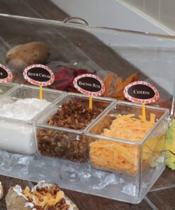 Oaklyn Large Clear Condiment Server Organizer on Ice with Containers and Lid – BPA-Free Serving Bar Compartments and Plastic Box Tray – Chilled Caddy Dispenser Set - Holds 80 oz Total 21 91eWsPFbPSL