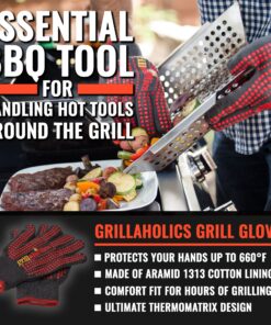 Grillaholics Barbecue Gloves, Top Cooking Gloves in Barbeque Grilling Accessories, 660°F Heat Resistant with ThermoMatrix™ Silicone, Protect Your Hands with BBQ Oven Mitts 13 91eYmPr7xgL
