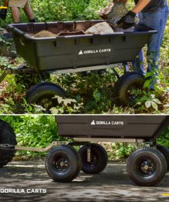 Gorilla Carts Heavy Duty Poly Yard Dump Cart Garden Wagon, Utility Wagon with Easy to Assemble Steel Frame, 1500 Pound Capacity, and 15 Inch Tires 18 91eZEujccUL