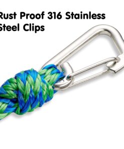 Premium PWC Dock Lines | 2-Pack Heavy Duty Braided Ropes, 3/4’’ x 7ft & 14ft Lengths, with 316 Stainless Steel Clip by Skog Å Kust 19mm (3/4 inch) dimeter rope 2-Pack: 7 & 14 ft Blue & Green 9 91ec30EnzL