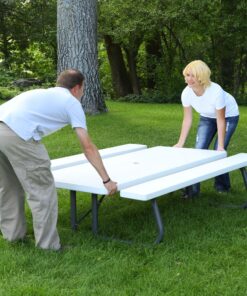 Lifetime 80215 Folding Picnic Table, 6 Feet, White Granite 10 91edAjmNApL