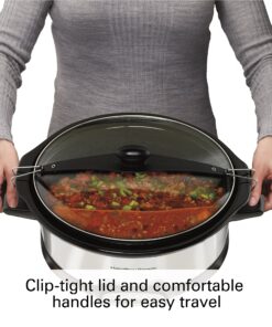 Hamilton Beach Programmable Slow Cooker, 7 quart with Clip-Tight Sealed Lid, Stainless Steel (33476), Silver 12 91ef8pik71L