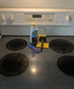 Cerama Bryte Combo Kit POW-R Grip, Scraper, Pad & Removes Tough Stains Cooktop and Stove Top Cleaner for Glass - Ceramic Surfaces, 10 Ounces, 4 Piece 49 91ehVPW49pL