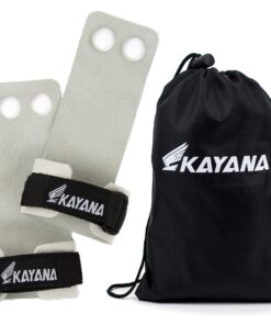 Alternative view of KAYANA 2 Hole Leather Gymnastics Hand Grips - Palm Protection and Wrist Support for Cross Training, Kettlebells, Pull ups, Weightlifting, Chin ups, Workout, & Exercise White Large