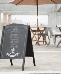 Alternative view of MyGift Black Metal A-Frame Erasable Chalkboard Sign, Freestanding Foldable Dual Sided Sidewalk Chalkboard Easel, Restaurant Menu Board, Decorative Wedding Signage