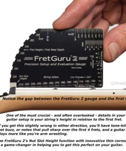 FretGuru 8-in-1 String Action Gauge Guitar Fret Ruler Precision Fret Rocker - Precise CNC Machined, Diamond Honed, Polished Edge Guitar String Height Gauge - Luthier Tool with Thick Leather Case inch 26 91emSWGTfQL