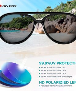 RIVBOS Kids Sunglasses Polarized UV Protection Flexible Rubber Glasses Shades with Strap for Boys Girls RBK004 004-1 Black 8 91eq2S00kBL