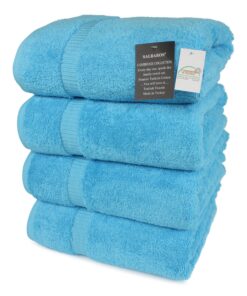 SALBAKOS Premium Bath Towels Set - 100% Turkish Cotton Hotel & Spa Bath Towels, Ultra Soft, Quick Drying & Highly Absorbent, 700 GSM Luxury Towels Collection | 27"x54" (Aqua, Set of 4) 4 Bath Towels Aqua 17 91ex OrJCSL