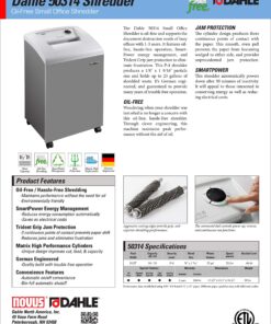 Dahle 50314 Oil-Free Paper Shredder w/Jam Protection, SmartPower, German Engineered, 16 Sheet Max, Security Level P-4, 2-4 Users P-4 Security Level | 16 Sheets | 23 Gal. Waste 13 91ezA5JigfL