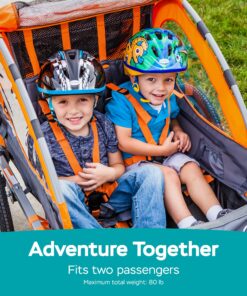 Instep Quick-N-EZ Double Tow Behind Bike Trailer for Toddlers, Kids, Converts to Stroller, Jogger, 2-in-1 Canopy, Universal Bicycle Coupler, Folding Frame, Multiple Colors Orange 23 91f0YQDPvoL