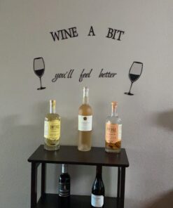 Blinggo WINE A BIT you'll feel better Quote Letter Wall Sticker Decal Home Arts Dinning Kitchen Lounge Decor Wall Decoration 22''X10'' Black 20 91f7VJXWgsL
