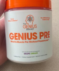 Genius Pre Workout Powder, Grape Limeade - All-Natural Nootropic Pre-workout & Caffeine-Free Nitric Oxide Booster Supplement with Beta Alanine & Alpha GPC - No Artificial Flavors, Sweeteners, or Dyes 37 91fDhNG2lyL