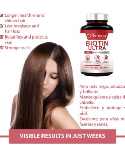 Offernova Biotin Ultra - Vitaminas para el Cabello con Biotina - Pastillas para Crecimiento del Pelo y Barba | Fortalece el Pelo Piel y Unas - 120 Tabletas 12 91fEKEDYJoL