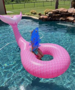 Jasonwell Giant Inflatable Mermaid Tail Pool Float with Fast Valves Summer Beach Swimming Pool Party Lounge Raft Decorations Toys for Adults Kids (Pink) Pink - XL 38 91fNgLtJdEL