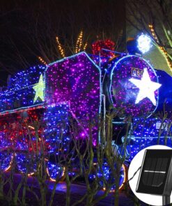 LOENDE Solar Red White and Blue Lights Outdoor, 72ft 200LED 8 Modes Waterproof Solar Powered July 4th Patriotic Lights Outdoor for Independence Day Garden Patio Yard Holiday Garden Party Red White Blue 16 91fPYvIfzKL