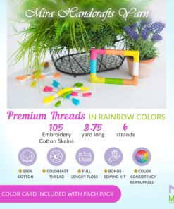 Premium Rainbow Color Embroidery Floss - Cross Stitch Threads - Friendship Bracelets Floss - Crafts Floss - 116 Pcs - 105 Skeins Per Pack and Set of 10 Embroidery Needles and 1 Threader 36 91fSPHgN9hL