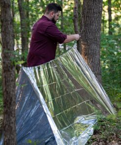 Sharp Survival Shack Emergency Survival Shelter Tent | 2 Person Mylar Thermal Shelter | 8' X 5' All Weather Tube Tent | Reflective Material Conserves Heat | Lightweight | Waterproof | Best Su 27 91fUhjk8CsL