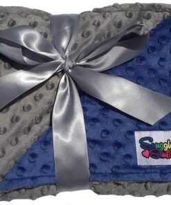 Alternative view of Reversible Unisex Children's Soft Baby Blanket Minky Dot (Choose Color) (Blue/Grey) Blue/Grey